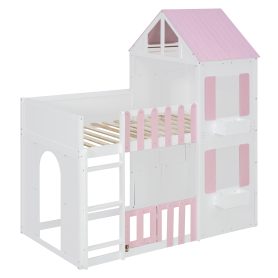 Modern Playful Design Twin Over Twin House Bunk Bed