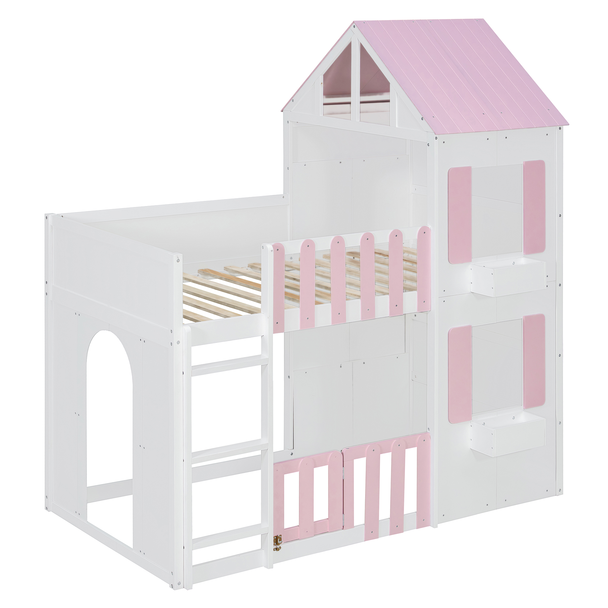 Modern Playful Design Twin Over Twin House Bunk Bed