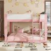 Queen Size Low Convertible Bunk Bed With Reversible Ladder And Safety Guardrails