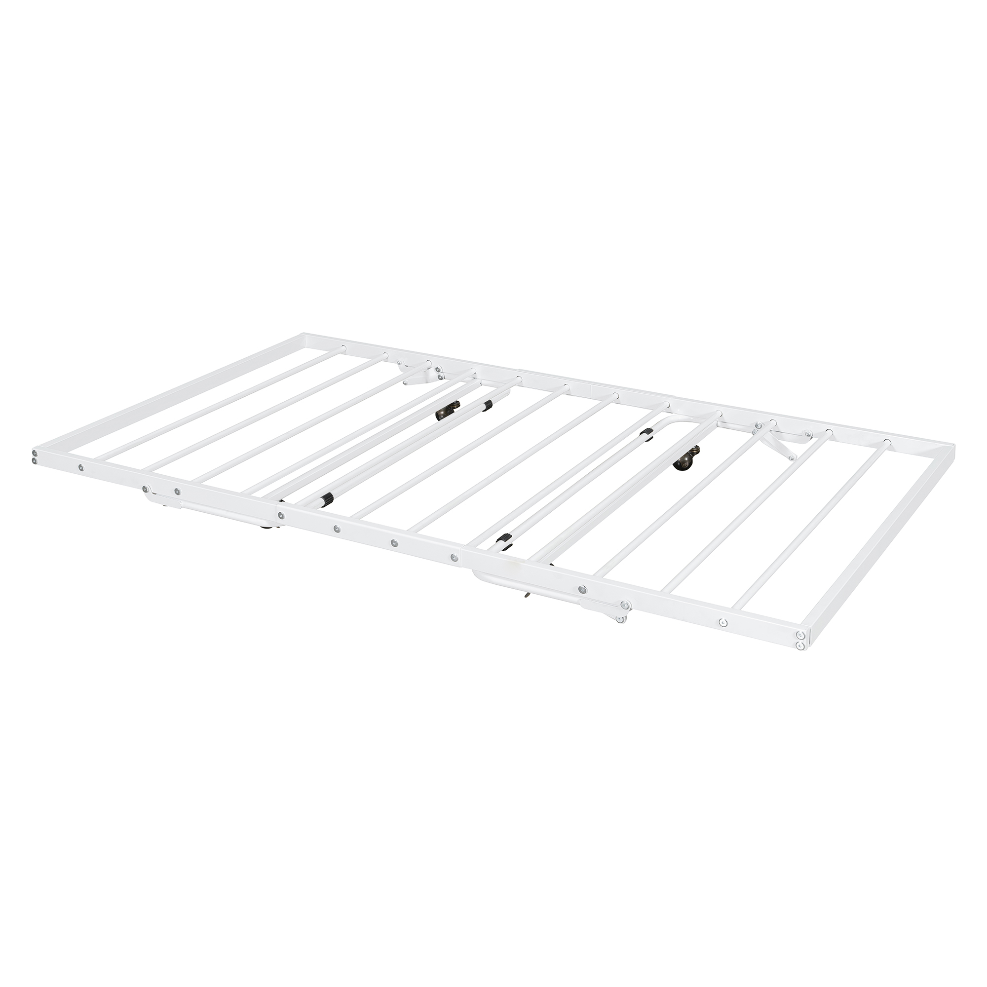 Twin Size Stylish Metal Daybed with Twin Size Adjustable Trundle