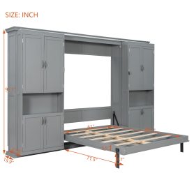 Queen-size Murphy Bed with Dual Sliding Storage Cabinets