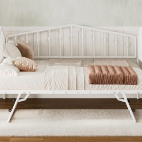 Twin Size Stylish Metal Daybed with Twin Size Adjustable Trundle