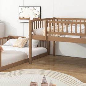 Full XL over Queen Bunk Bed with Ladder and Guardrail