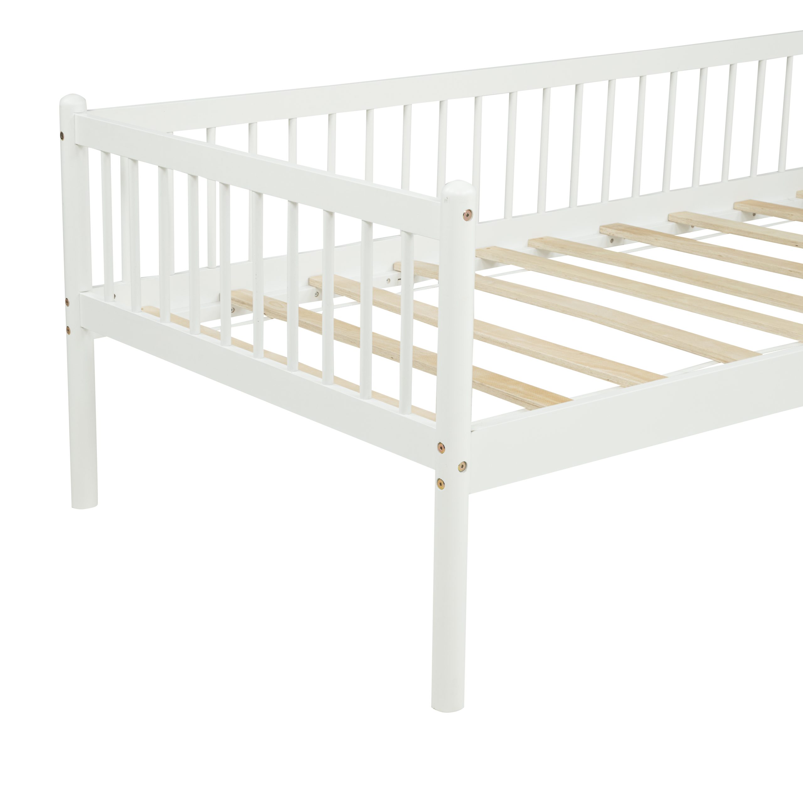 Twin Pine Wood Daybed With 3-Side Guardrails & 10 Support Slats