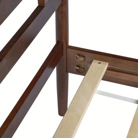 Queen Size Solid Wooden Bed with Rattan Headboard