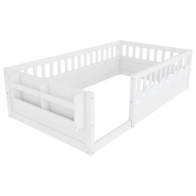 Twin Montessori Floor Bed Frame with High Rails