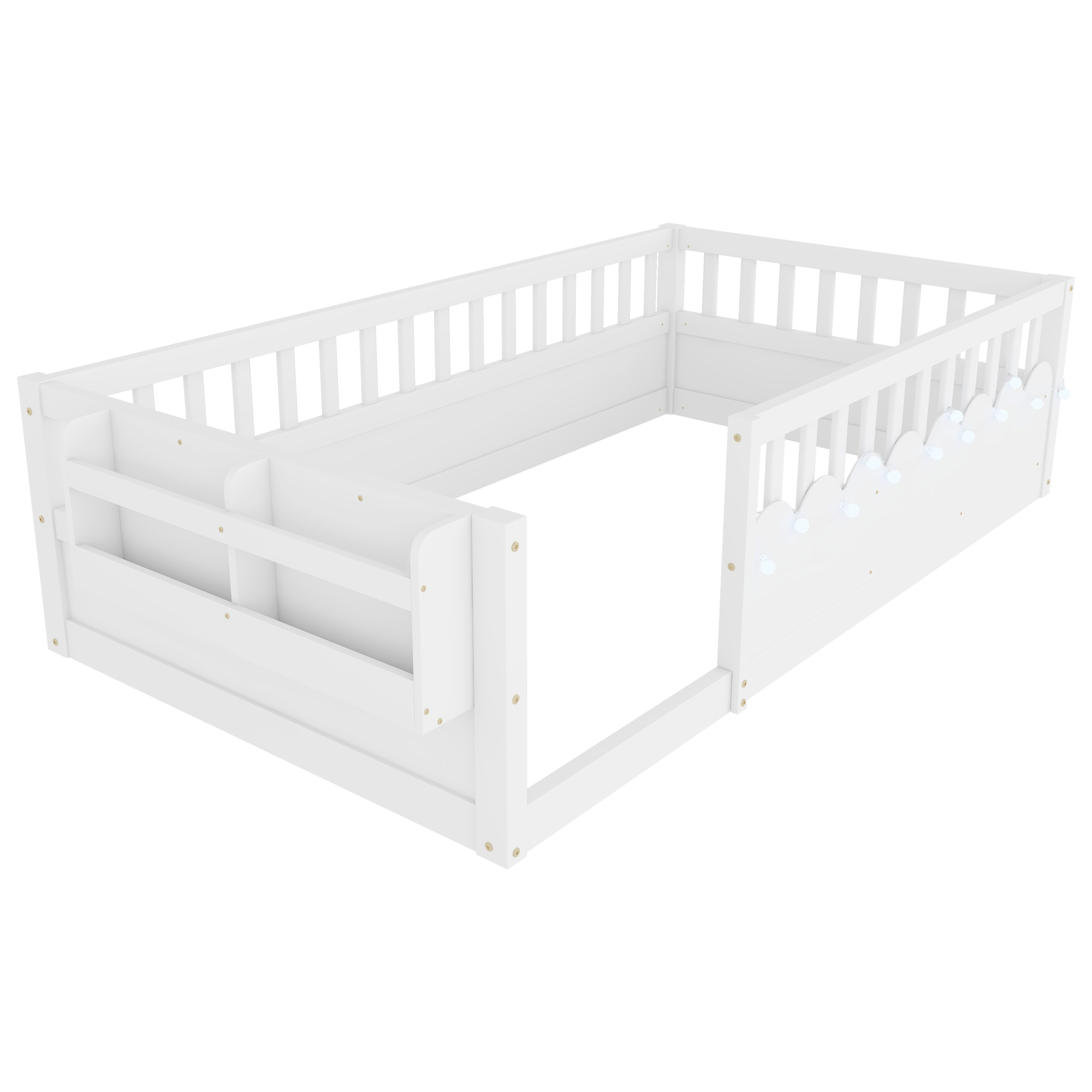 Twin Montessori Floor Bed Frame with High Rails