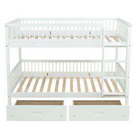 Twin Over Twin Pine Wood Bunk Bed With 2 Drawers, Convertible into 2 Twin Beds