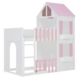 Modern Playful Design Twin Over Twin House Bunk Bed