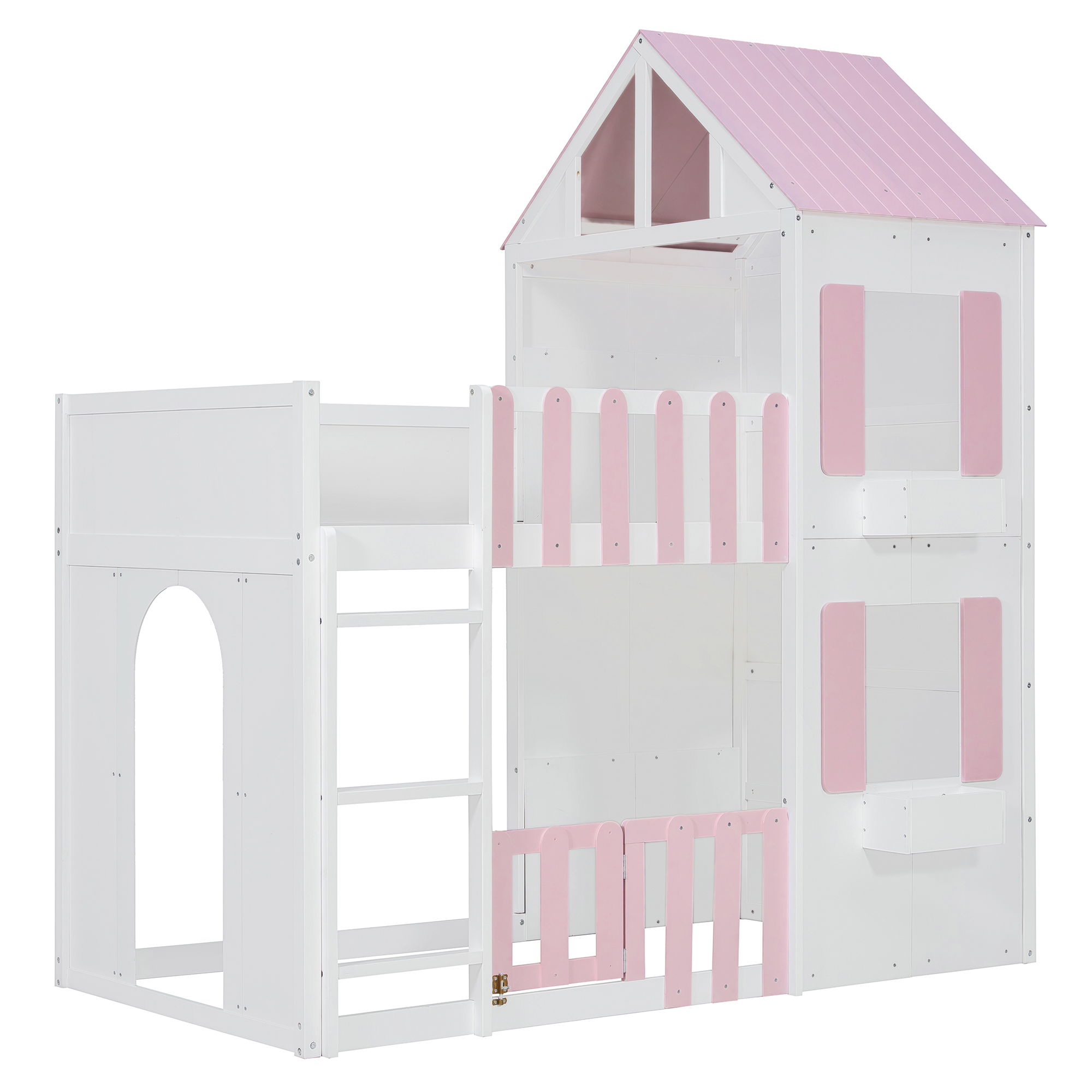 Modern Playful Design Twin Over Twin House Bunk Bed