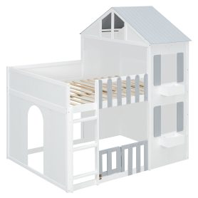 Modern Playful Design Full Over Full House Bunk Bed