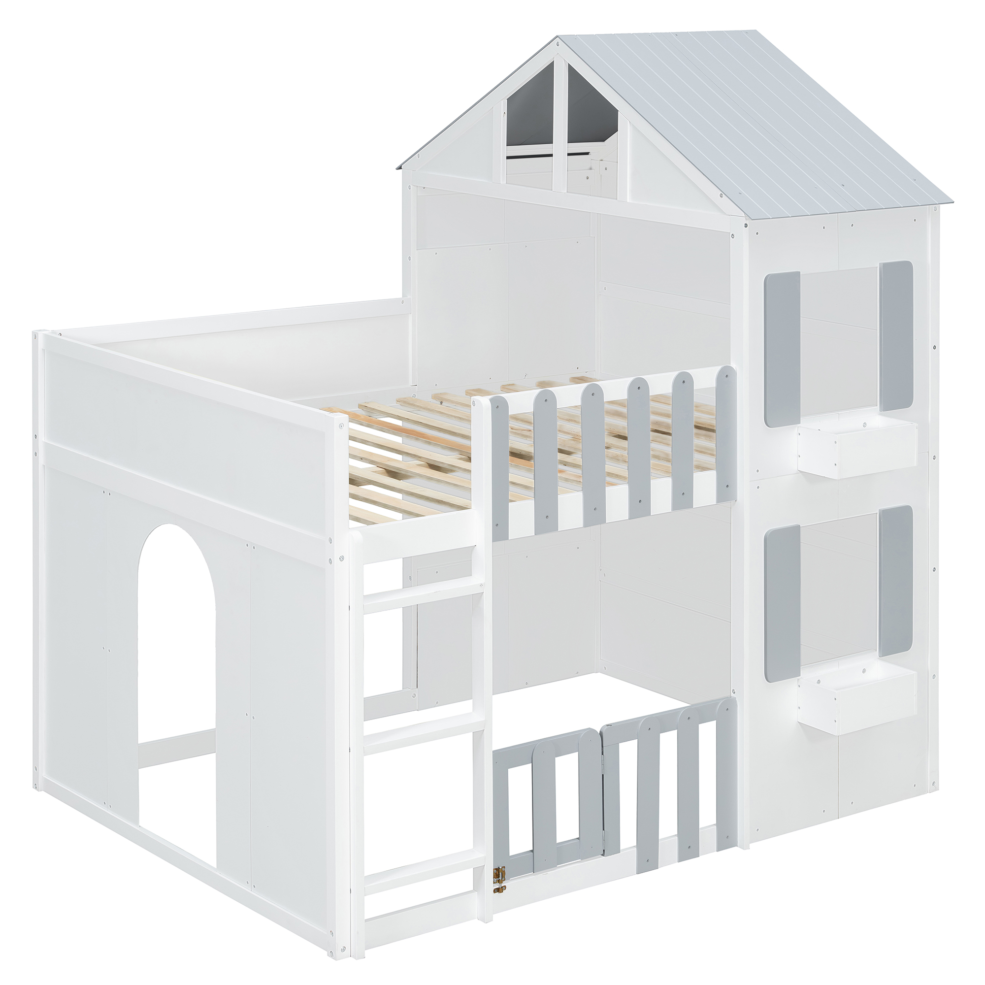 Modern Playful Design Full Over Full House Bunk Bed