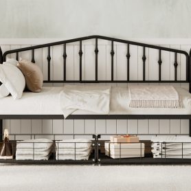 Twin Size Stylish Metal Daybed with 2 Drawers