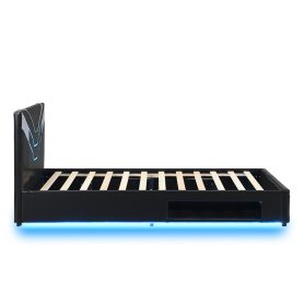Twin Size Upholstered Gaming Bed Frame with LED Lights