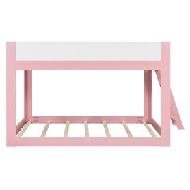Queen Size Low Convertible Bunk Bed With Reversible Ladder And Safety Guardrails