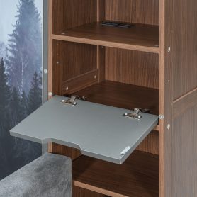 Twin Murphy Bed with Storage Cabinet, Open Shelving & USB Port, Large Sofa Front