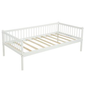 Twin Pine Wood Daybed With 3-Side Guardrails & 10 Support Slats