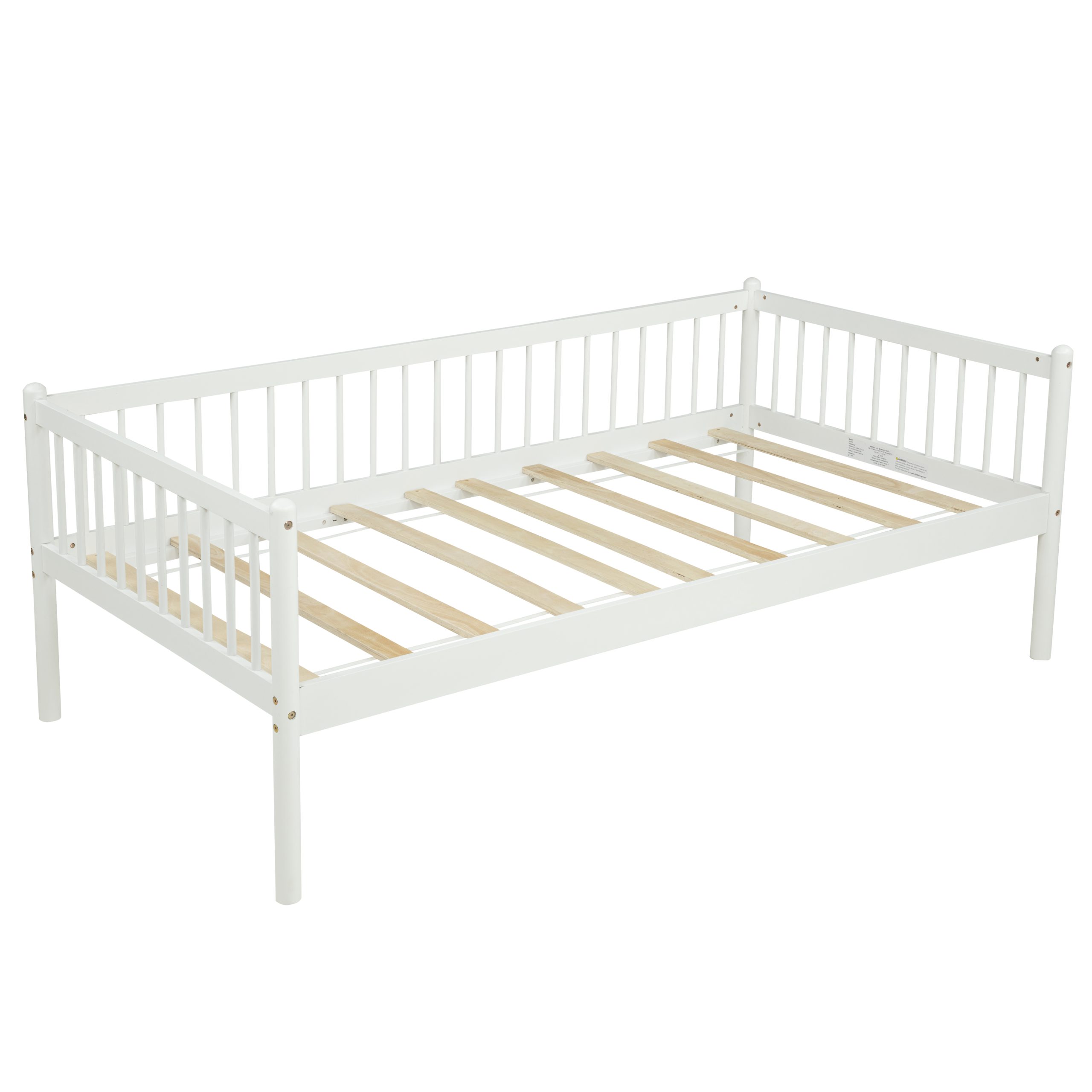 Twin Pine Wood Daybed With 3-Side Guardrails & 10 Support Slats