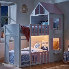 Modern Playful Design Twin Over Twin House Bunk Bed