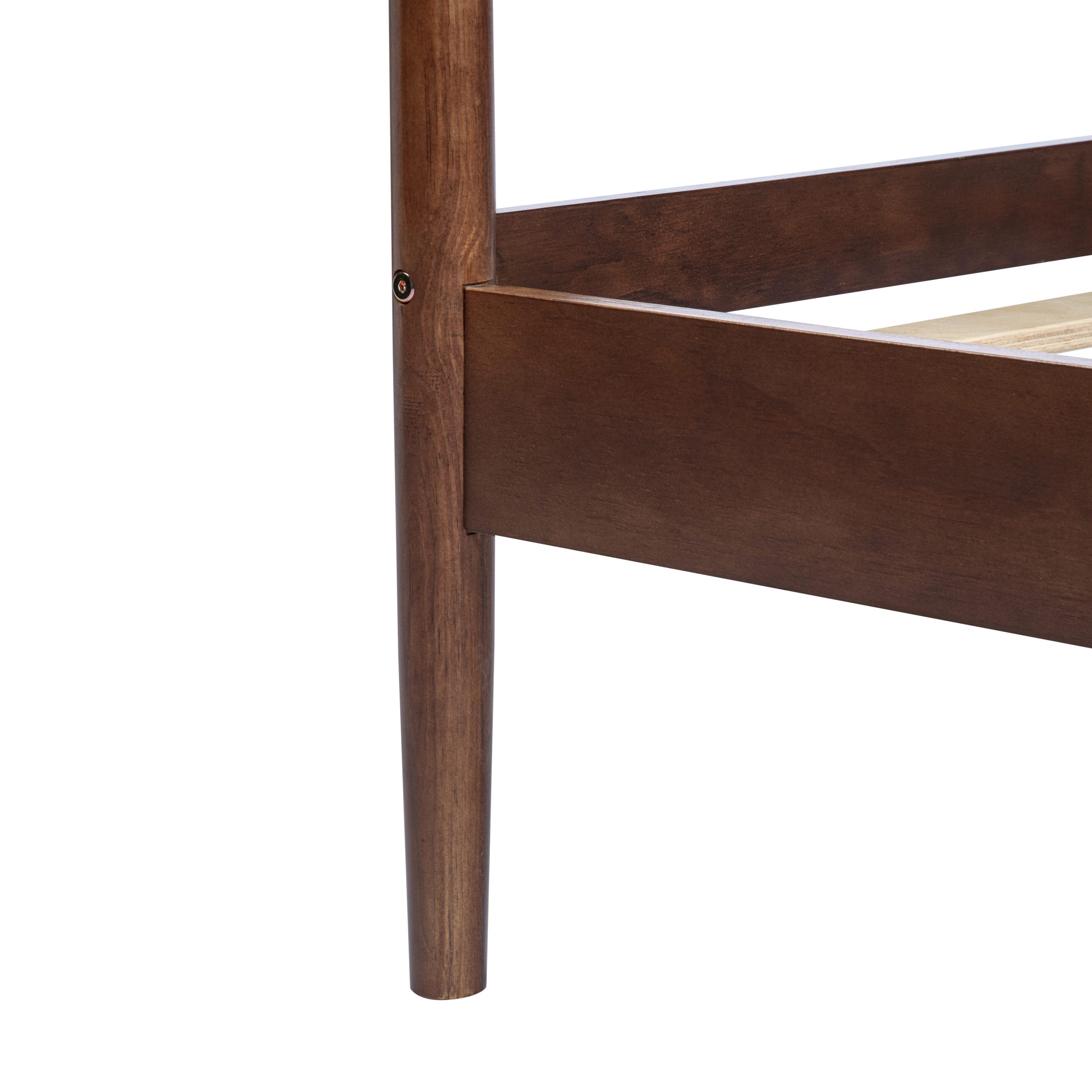 King Size Solid Wooden Bed with Rattan Headboard