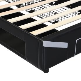 Twin Size Upholstered Gaming Bed Frame with LED Lights
