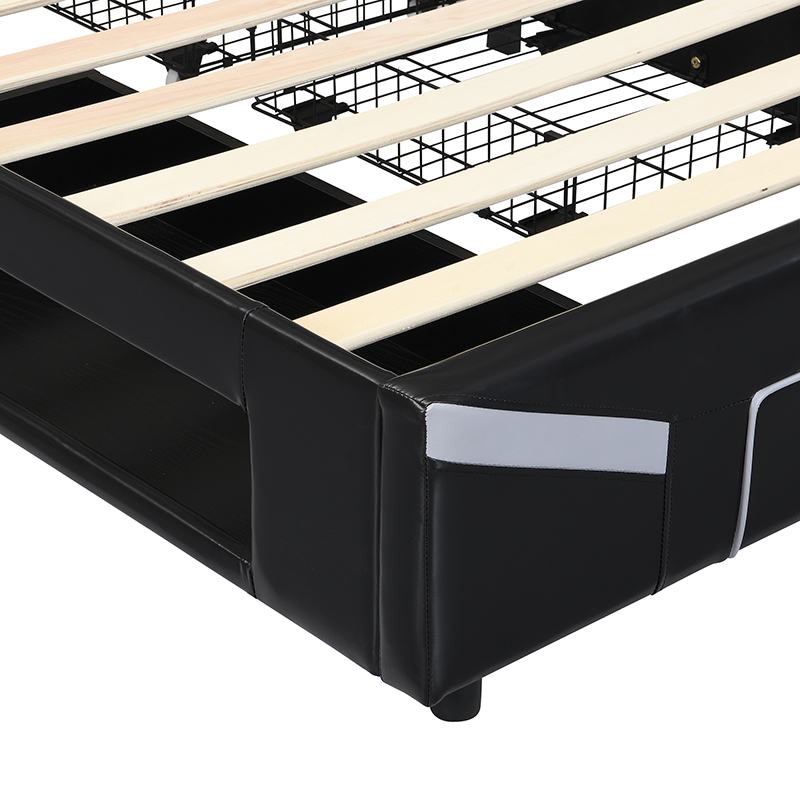 Twin Size Upholstered Gaming Bed Frame with LED Lights