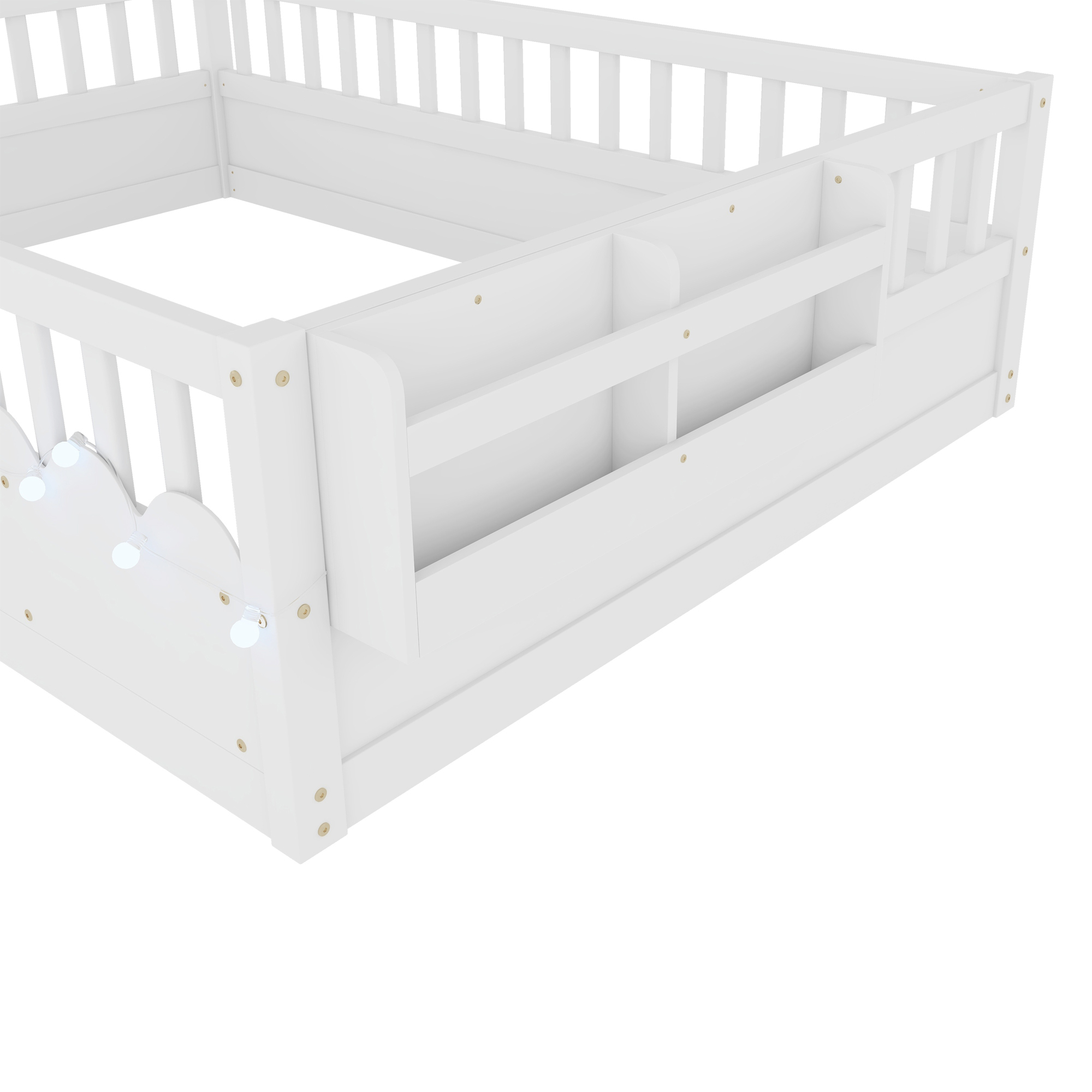 Full Montessori Floor Bed Frame with High Rails