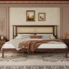 King Size Solid Wooden Bed with Rattan Headboard