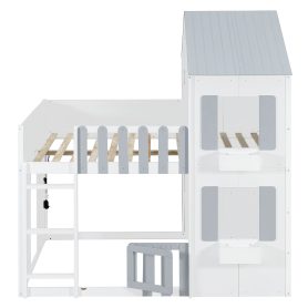 Modern Playful Design Full Over Full House Bunk Bed
