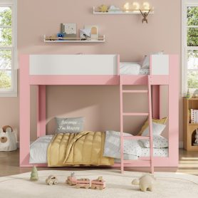Full Size Low Convertible Bunk Bed With Reversible Ladder And Safety Guardrails