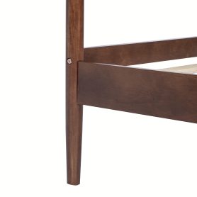 Queen Size Solid Wooden Bed with Rattan Headboard