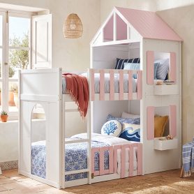 Modern Playful Design Twin Over Twin House Bunk Bed