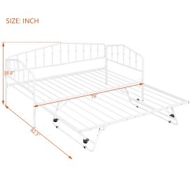 Twin Size Stylish Metal Daybed with Twin Size Adjustable Trundle