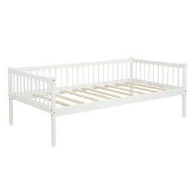 Twin Pine Wood Daybed With 3-Side Guardrails & 10 Support Slats