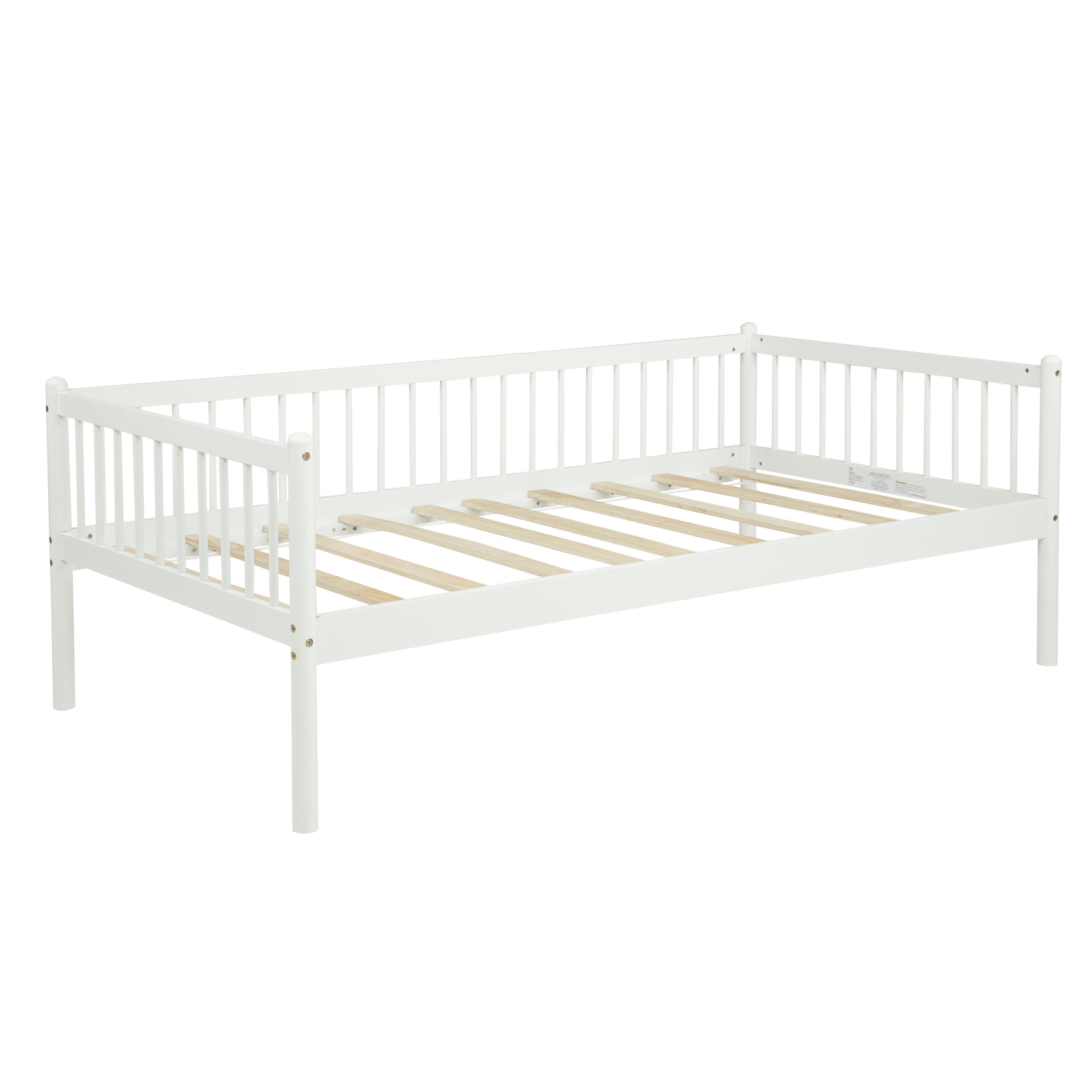 Twin Pine Wood Daybed With 3-Side Guardrails & 10 Support Slats