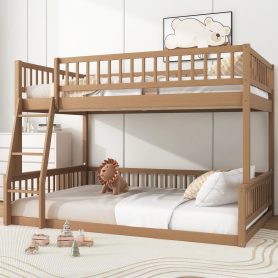 Full XL over Queen Bunk Bed with Ladder and Guardrail