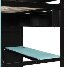 Full Size Solid Wood Loft Bed with Desk, Storage Cabinet and Wardrobe