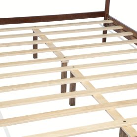 Queen Size Solid Wooden Bed with Rattan Headboard