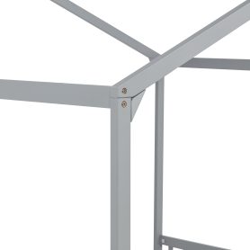 Double Twin House-Shaped Floor Bed with Safety Guardrails