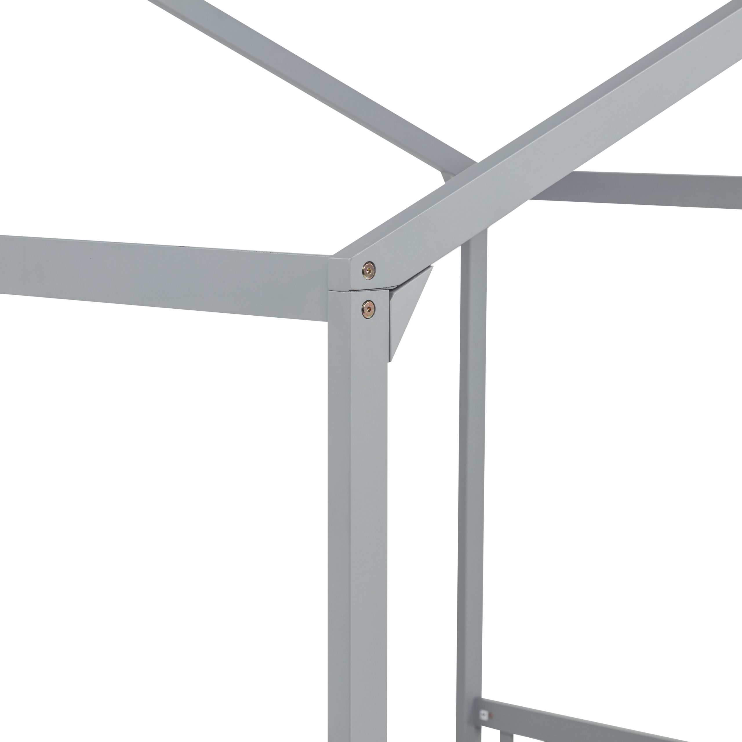 Double Twin House-Shaped Floor Bed with Safety Guardrails