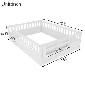 Full Montessori Floor Bed Frame with High Rails