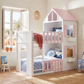Modern Playful Design Twin Over Twin House Bunk Bed