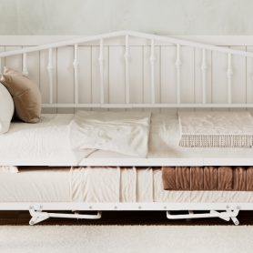 Twin Size Stylish Metal Daybed with Twin Size Adjustable Trundle