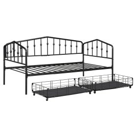 Twin Size Stylish Metal Daybed with 2 Drawers