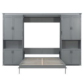 Queen-size Murphy Bed with Dual Sliding Storage Cabinets