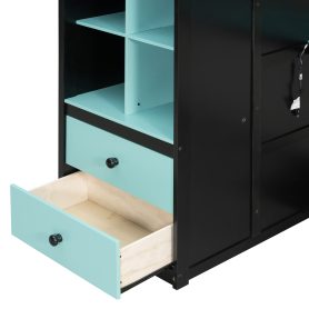 Full Size Solid Wood Loft Bed with Desk, Storage Cabinet and Wardrobe