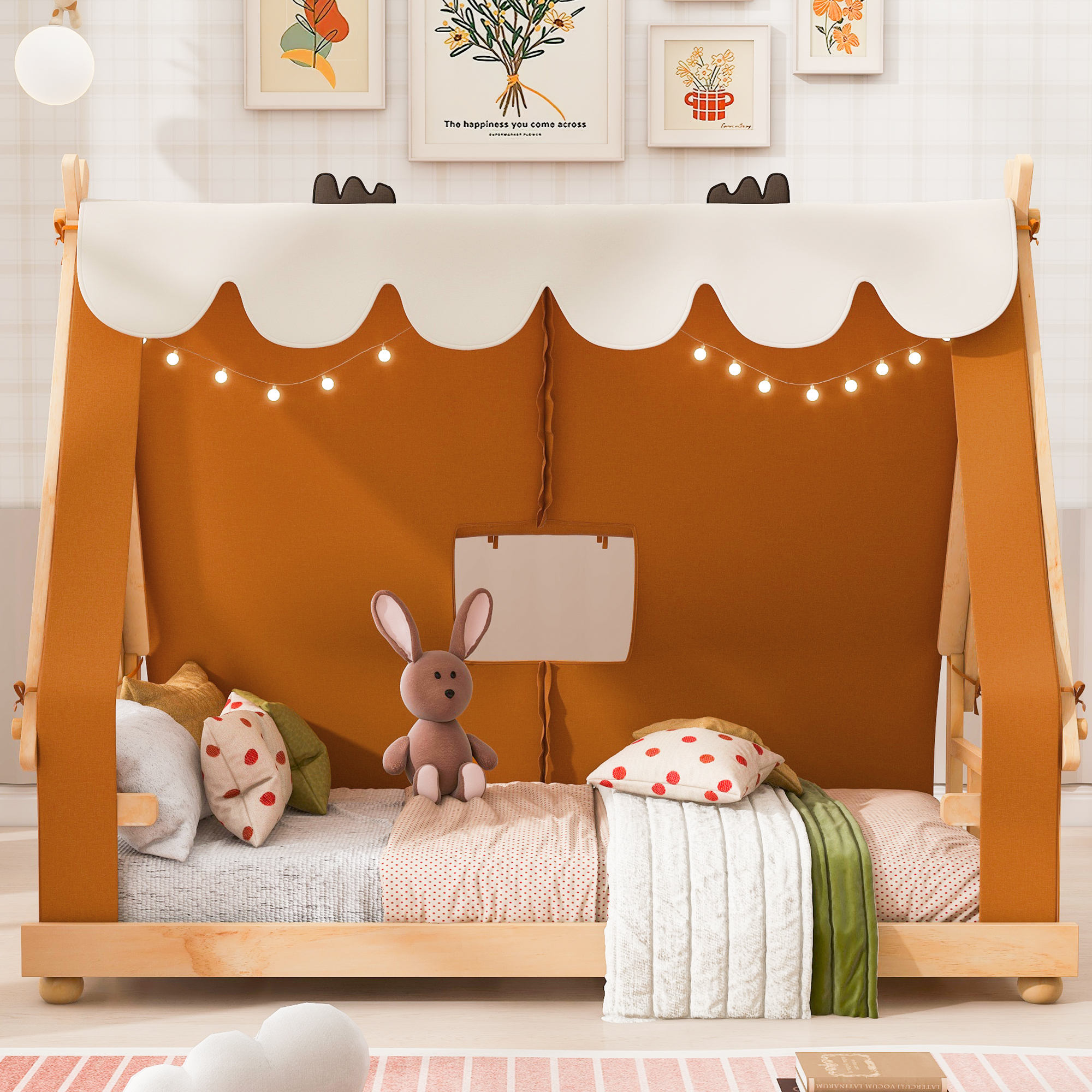 Twin Size House Bed with Tent and Light