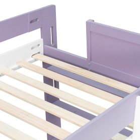 Twin Over Twin XL Bunk Bed with Storage Shelves & Guardrail Storage Basket