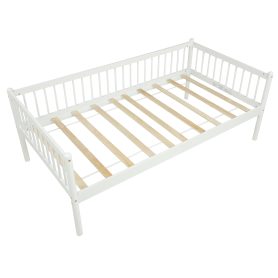 Twin Pine Wood Daybed With 3-Side Guardrails & 10 Support Slats