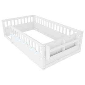 Twin Montessori Floor Bed Frame with High Rails